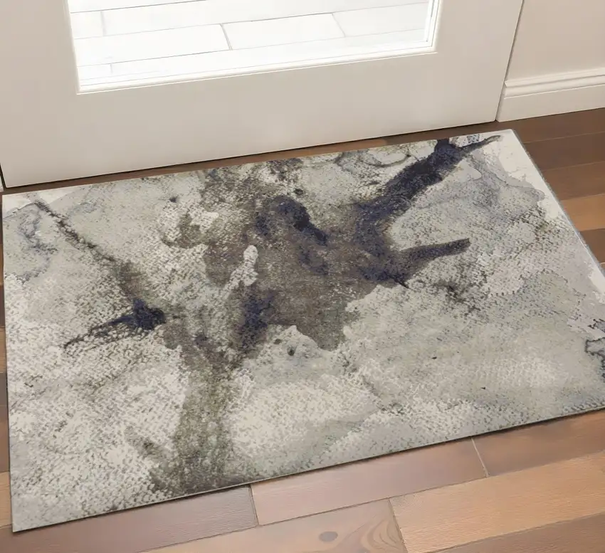 Taupe Brown And Black Abstract Area Rug Photo 1