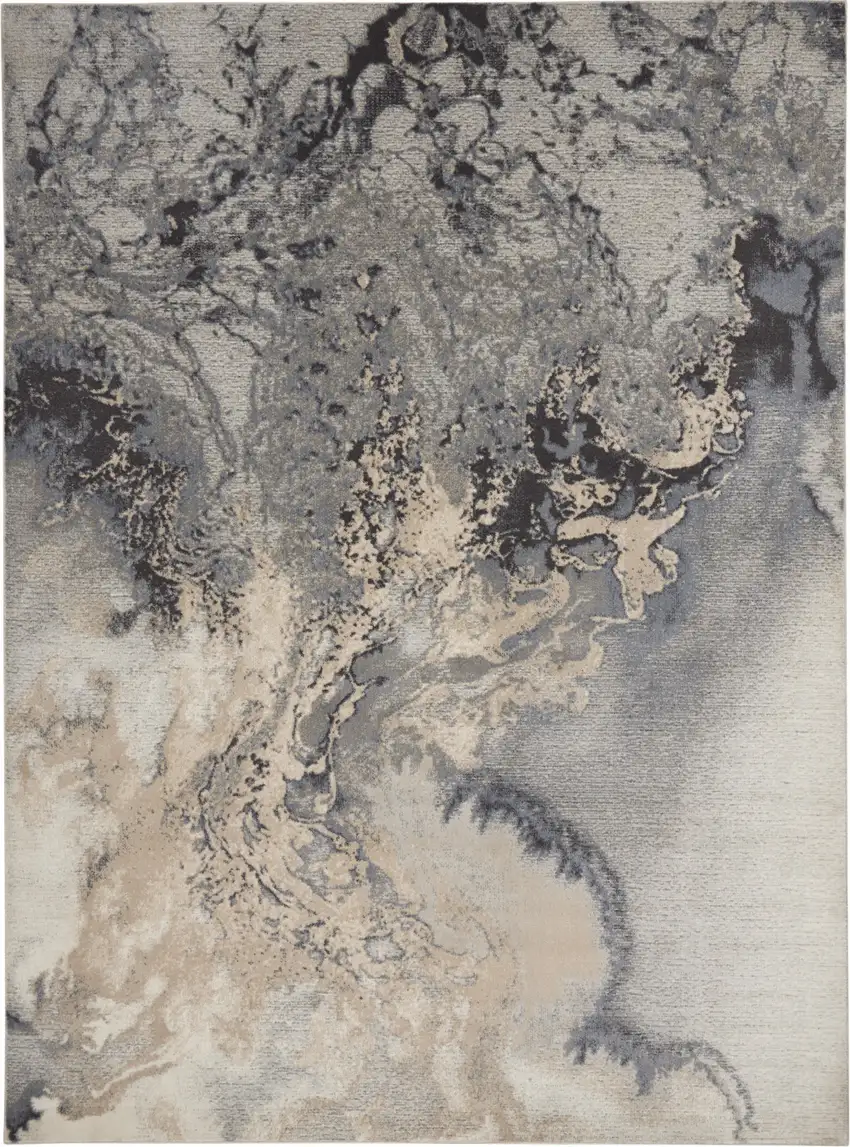 Gray Black and Ivory Abstract Area Rug Photo 5