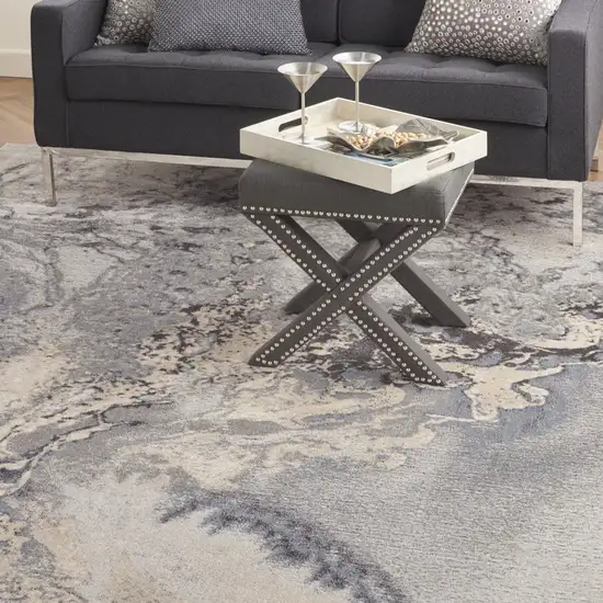Gray Black and Ivory Abstract Area Rug Photo 4