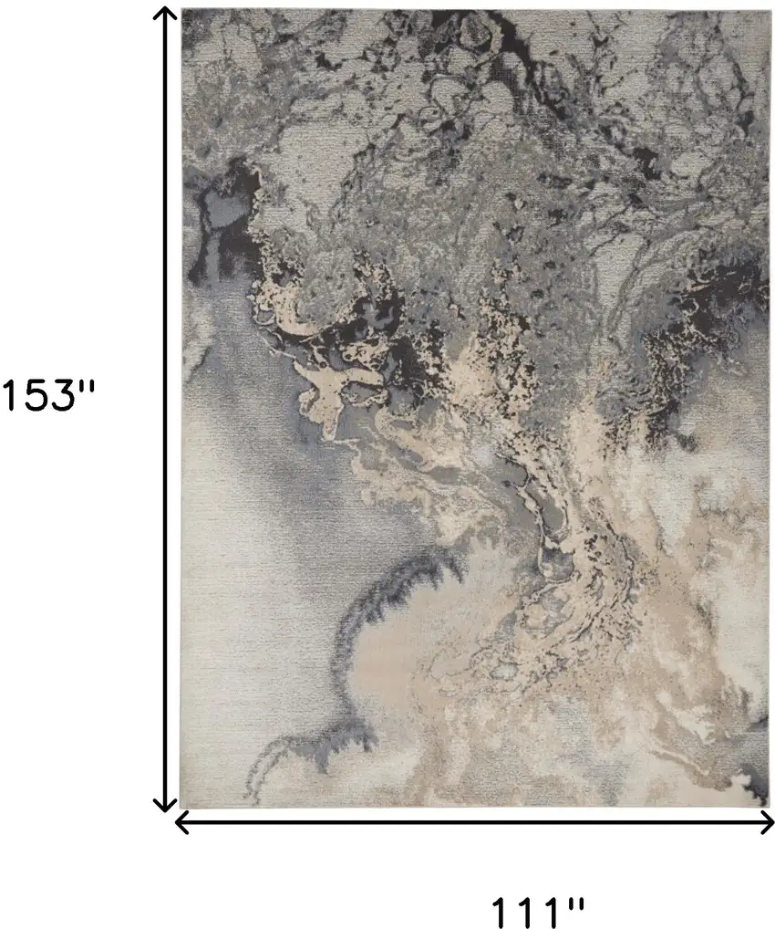 Gray Black and Ivory Abstract Area Rug Photo 3