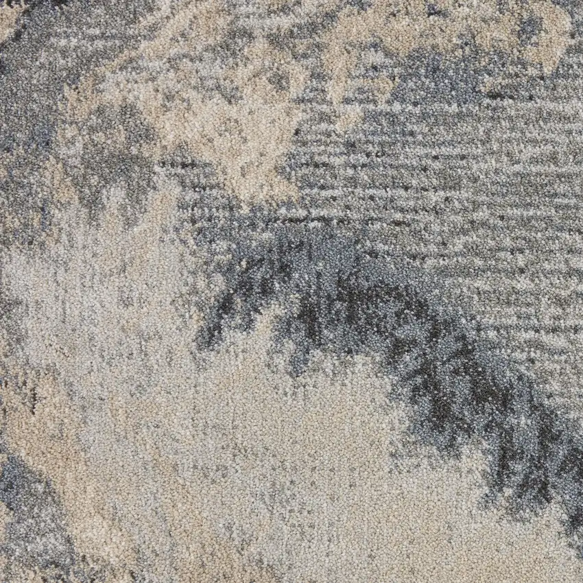 Gray Black and Ivory Abstract Area Rug Photo 3