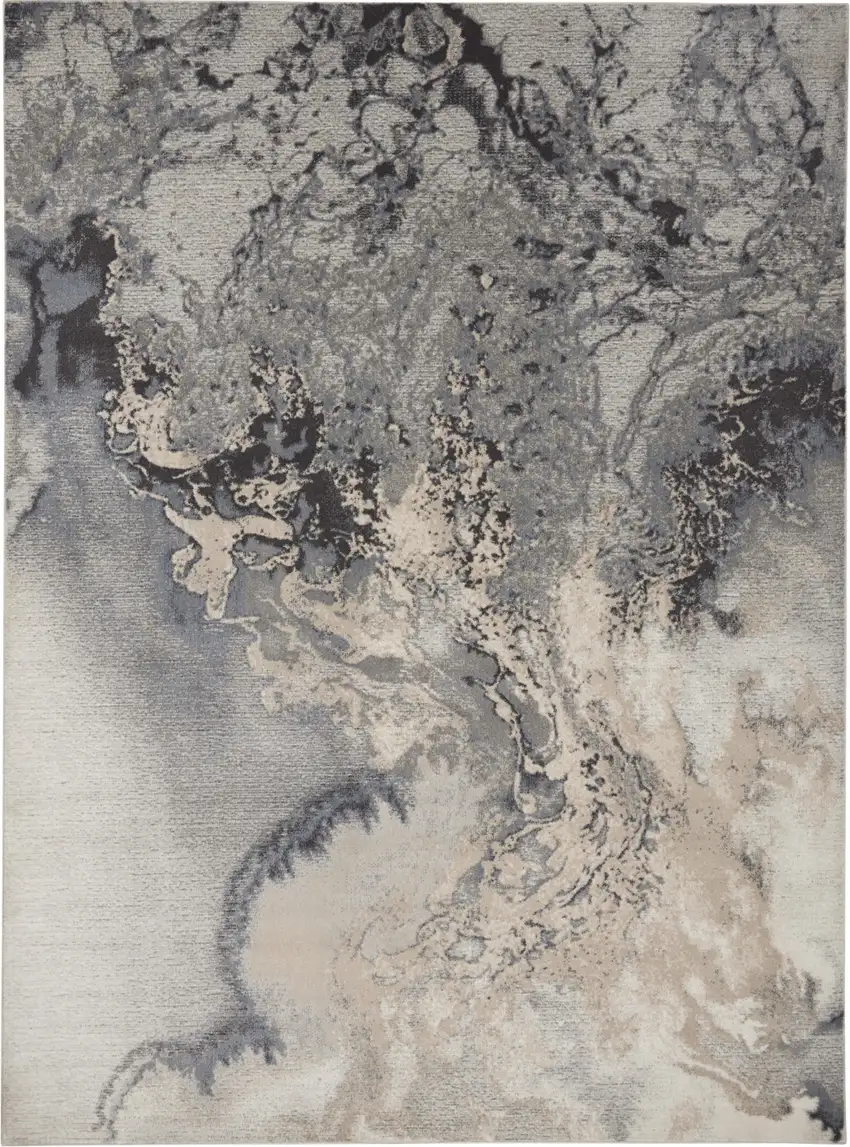 Gray Black and Ivory Abstract Area Rug Photo 2