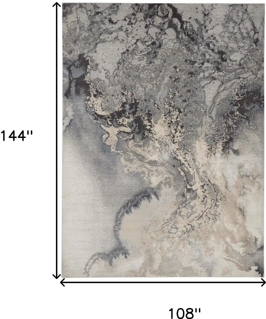 Gray Black and Ivory Abstract Area Rug Photo 3