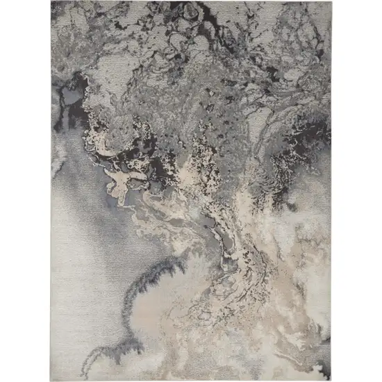 Gray Black and Ivory Abstract Area Rug Photo 1