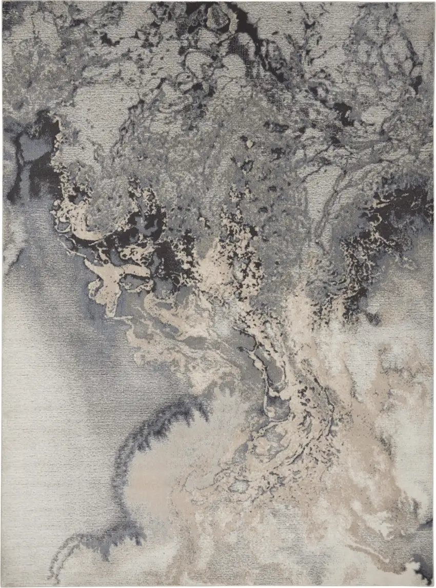 Gray Black and Ivory Abstract Area Rug Photo 1