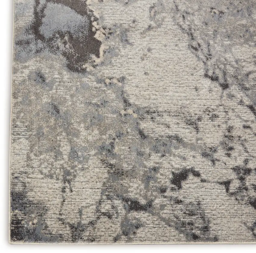 Gray Black and Ivory Abstract Area Rug Photo 9