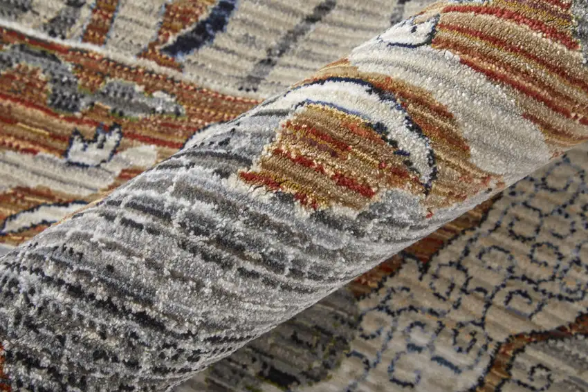 Gray Black and Red Ikat Power Loom Area Rug Photo 7