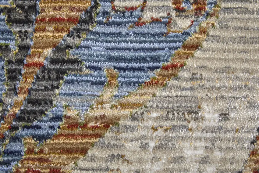 Gray Black and Red Ikat Power Loom Area Rug Photo 9