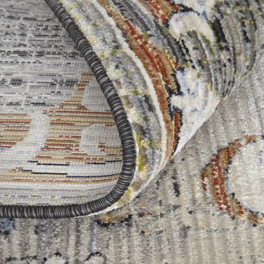 Gray Black and Red Ikat Power Loom Area Rug Photo 8