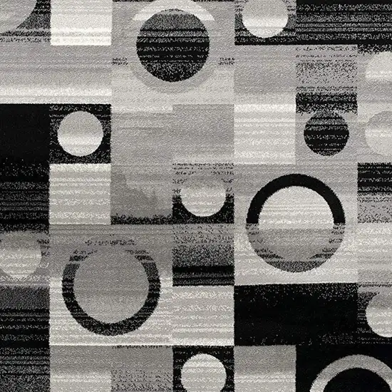 Gray Black And White Abstract Distressed Area Rug Photo 5