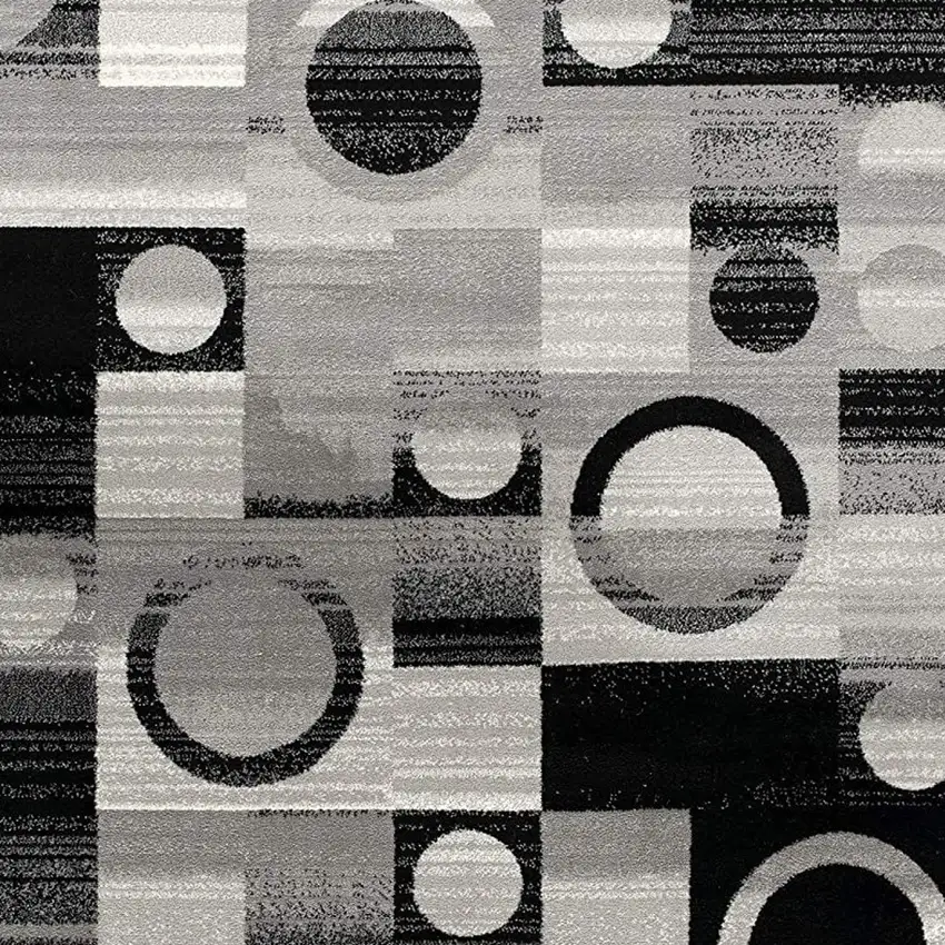Gray Black And White Abstract Distressed Area Rug Photo 8