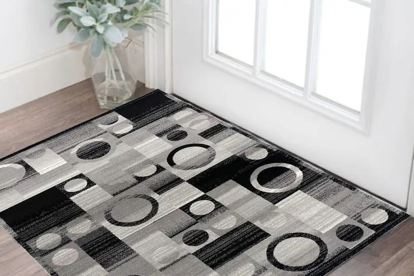 Gray Abstract Dhurrie Area Rug Photo 1