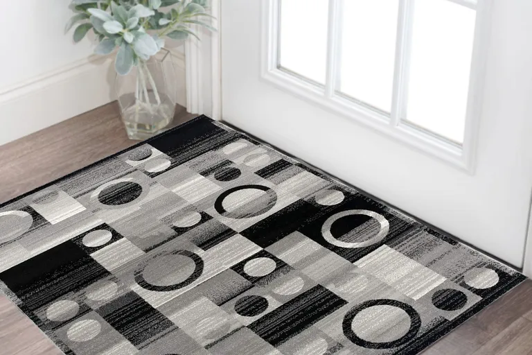 Gray Blocks and Rings Area Rug Photo 4
