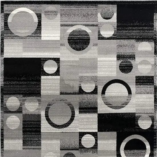 Gray Black And White Abstract Distressed Area Rug Photo 4