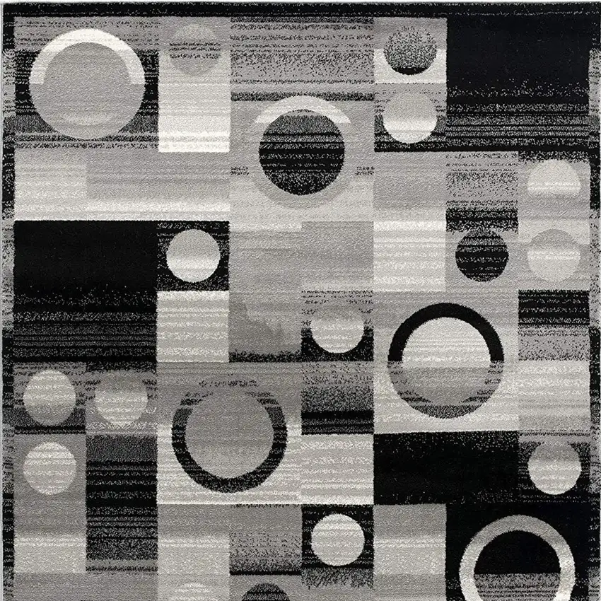 Gray Black And White Abstract Distressed Area Rug Photo 4