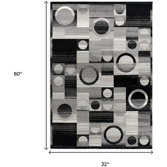 Gray Abstract Power Loom Area Rug Photo 8