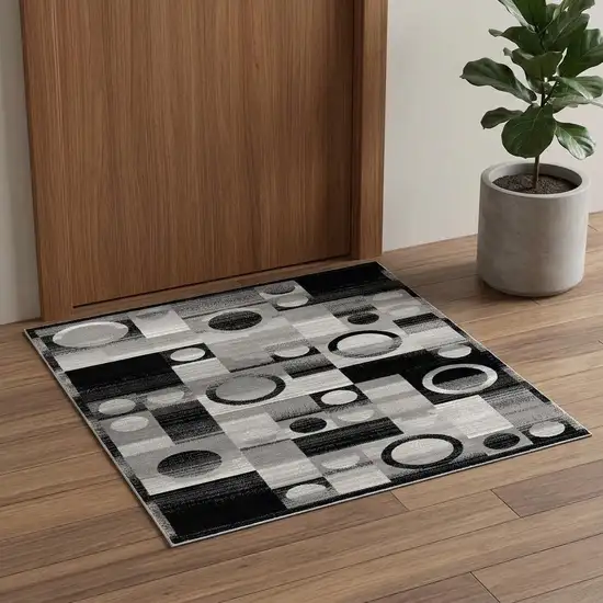 Gray Abstract Power Loom Area Rug Photo 1