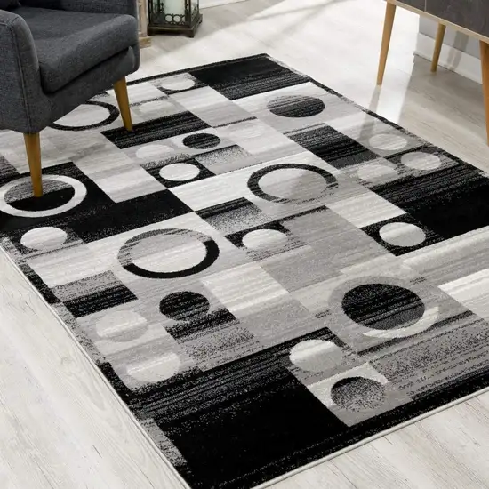 Gray Blocks And Rings Area Rug Photo 9