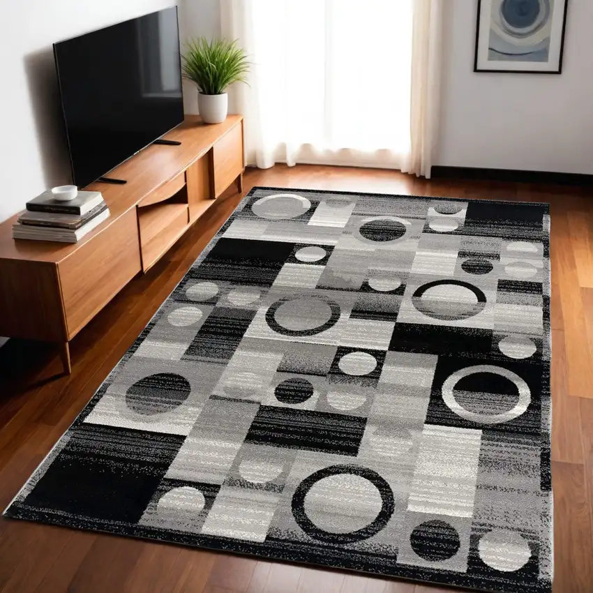 Gray Abstract Dhurrie Area Rug Photo 1