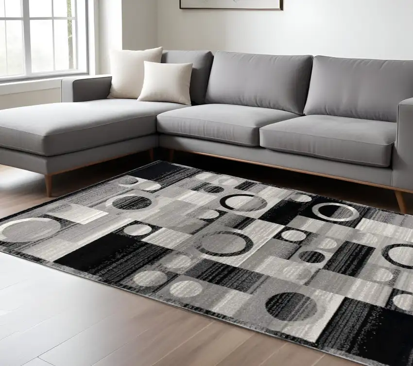 Gray Abstract Dhurrie Area Rug Photo 2