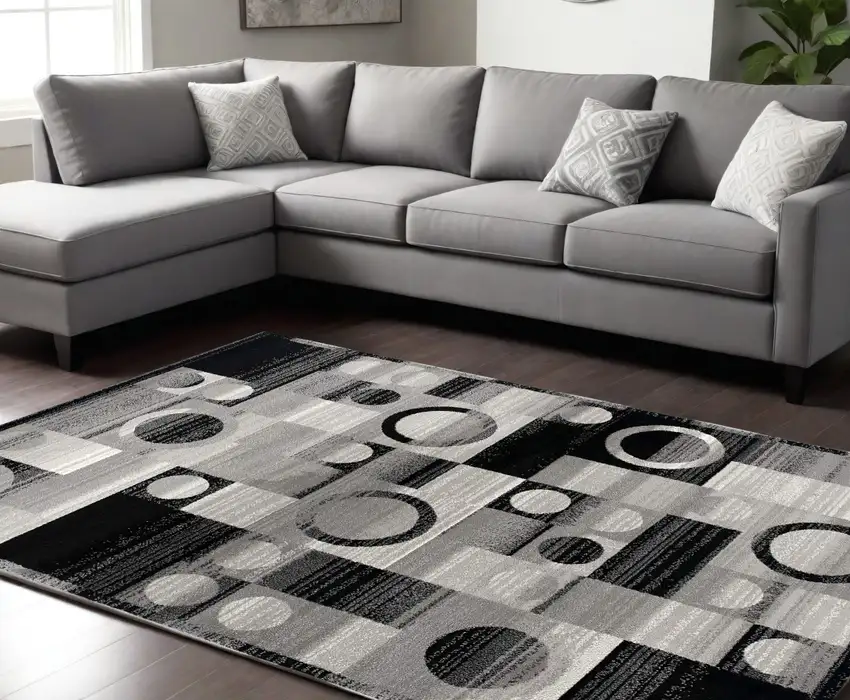Gray Abstract Dhurrie Area Rug Photo 1