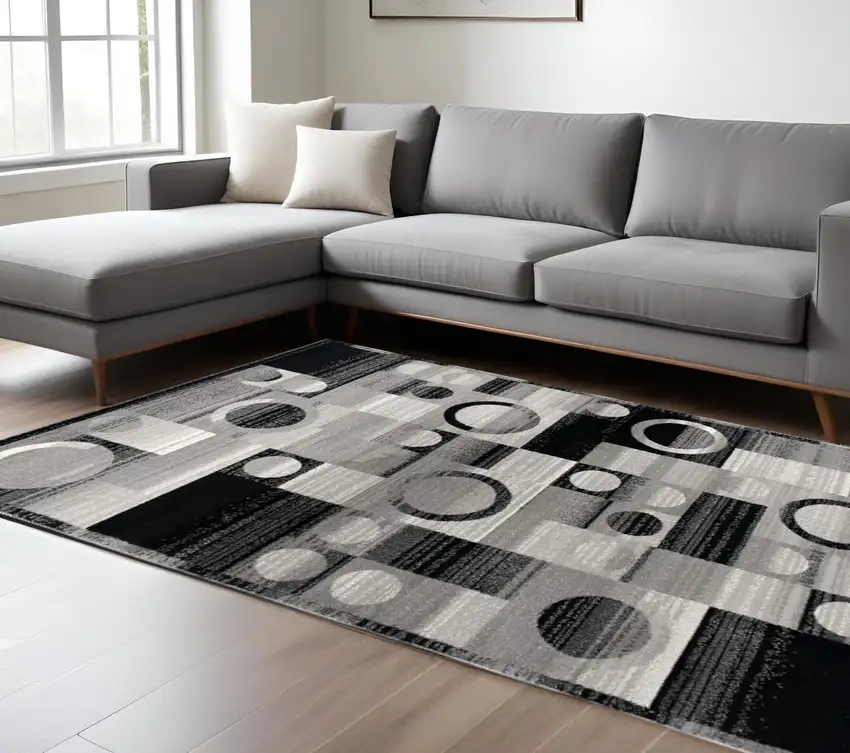 Gray Abstract Dhurrie Area Rug Photo 1
