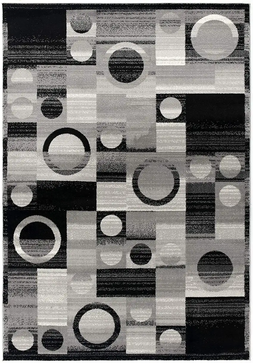 2' X 13' Gray Blocks And Rings Runner Rug Photo 3