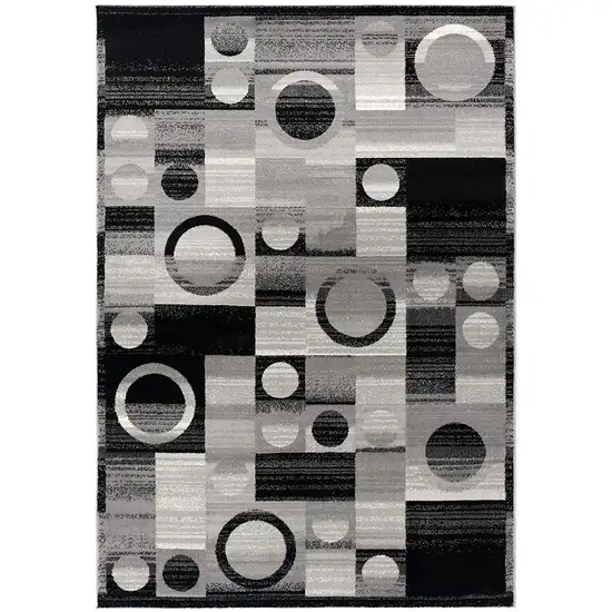 2' X 13' Gray Blocks And Rings Runner Rug Photo 3