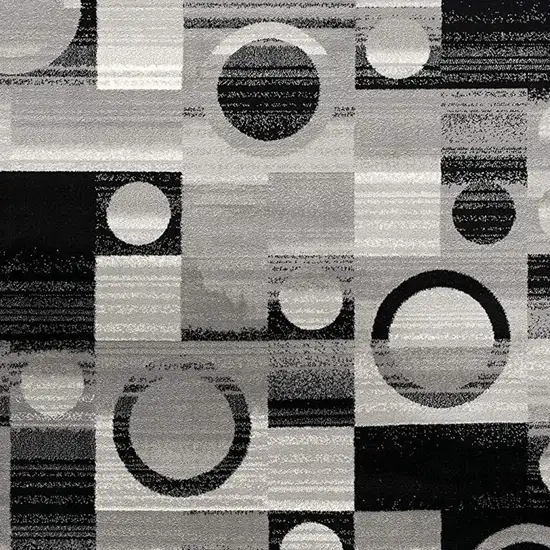 15' Gray Abstract Power Loom Runner Rug Photo 4