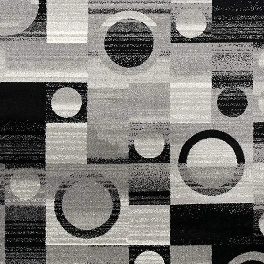 15' Gray Abstract Power Loom Runner Rug Photo 4