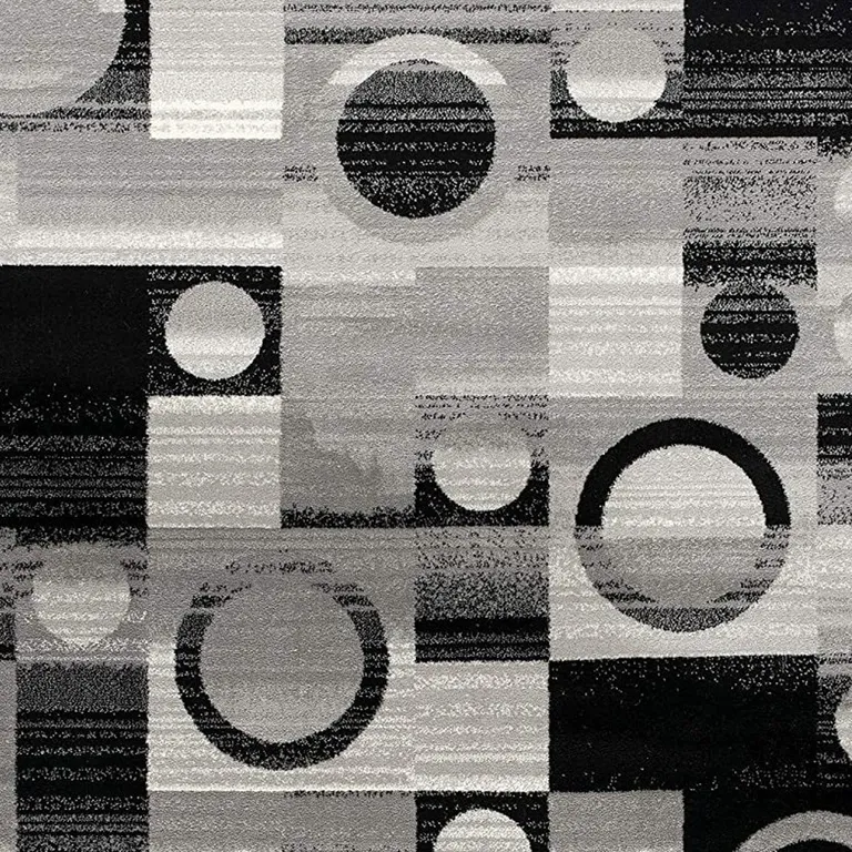 Gray Blocks and Rings Runner Rug Photo 5