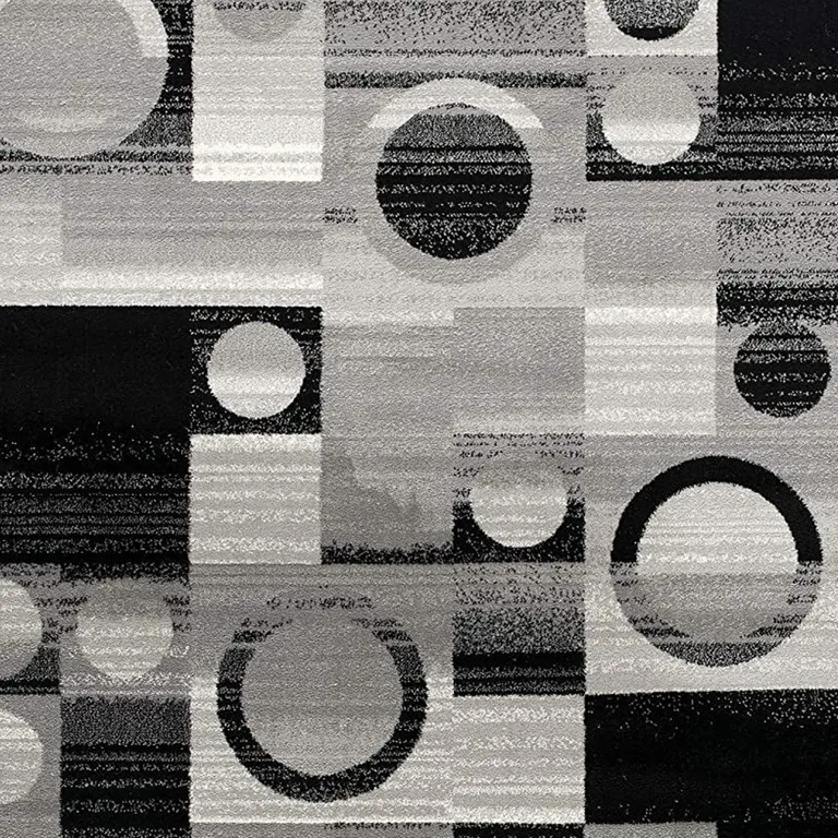 Gray Blocks and Rings Runner Rug Photo 5