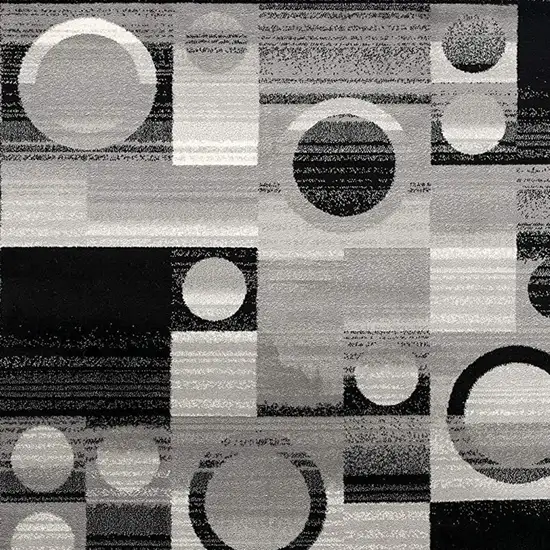 2' X 8' Gray Blocks And Rings Runner Rug Photo 9