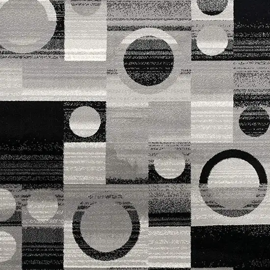 2' X 8' Gray Blocks And Rings Runner Rug Photo 5