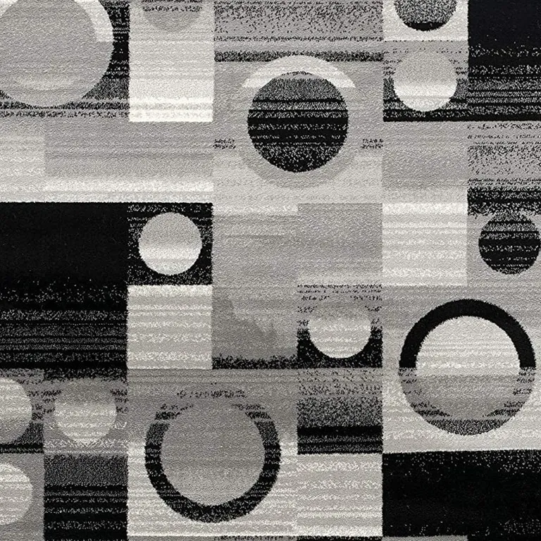 Gray Blocks and Rings Runner Rug Photo 5