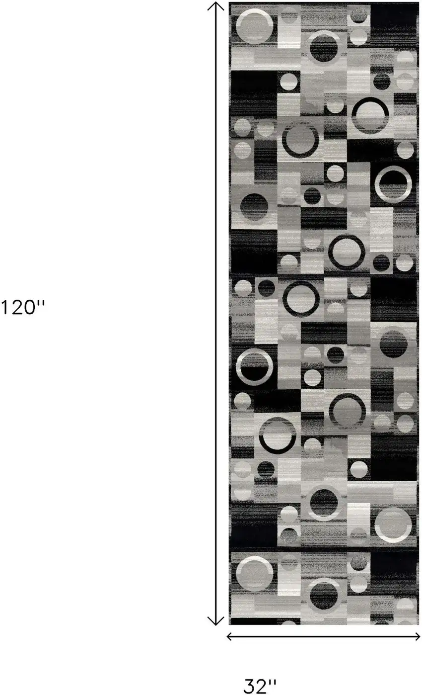 10' Gray Abstract Power Loom Runner Rug Photo 8