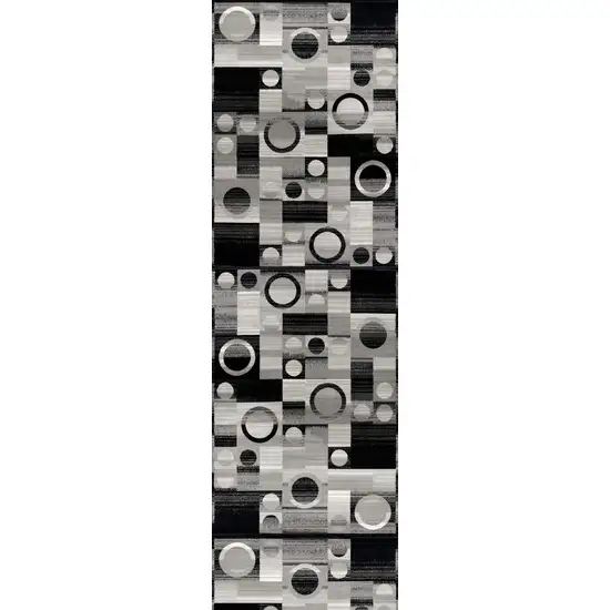 10' Gray Abstract Power Loom Runner Rug Photo 7