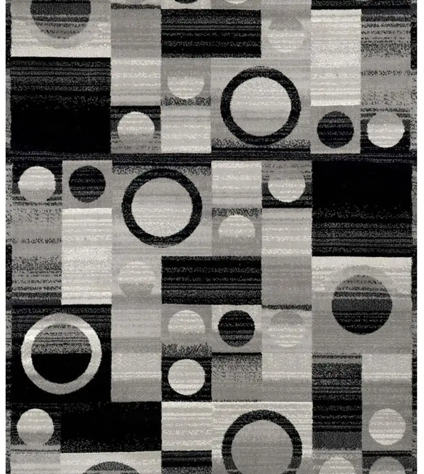 10' Gray Abstract Power Loom Runner Rug Photo 3