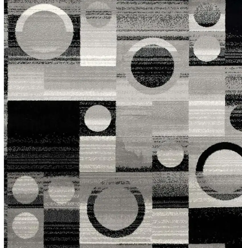 10' Gray Abstract Power Loom Runner Rug Photo 5