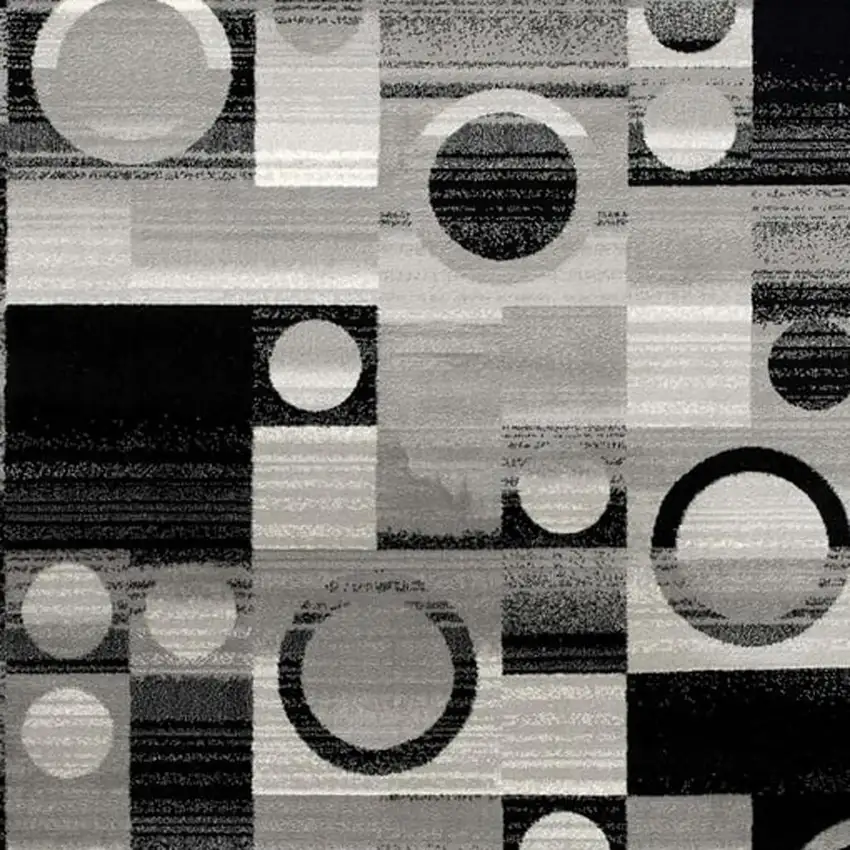 10' Gray Abstract Power Loom Runner Rug Photo 7