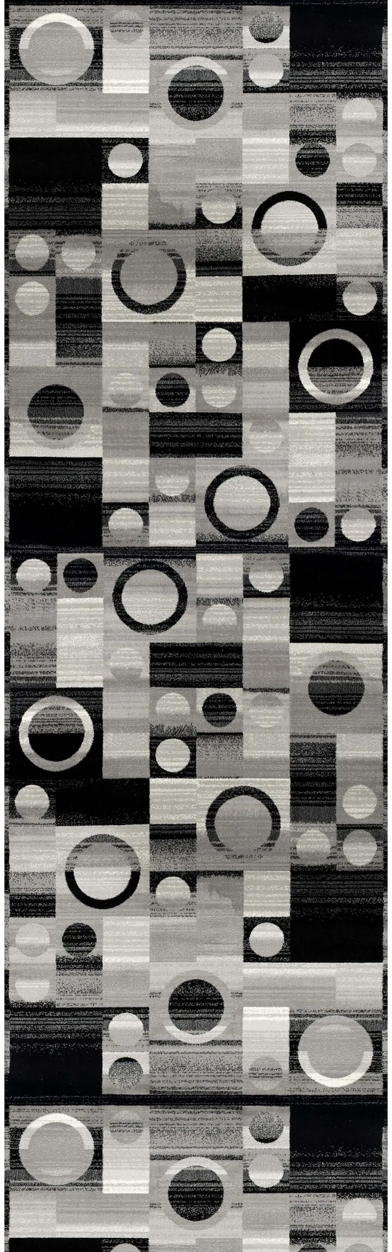 Gray Blocks and Rings Runner Rug Photo 5