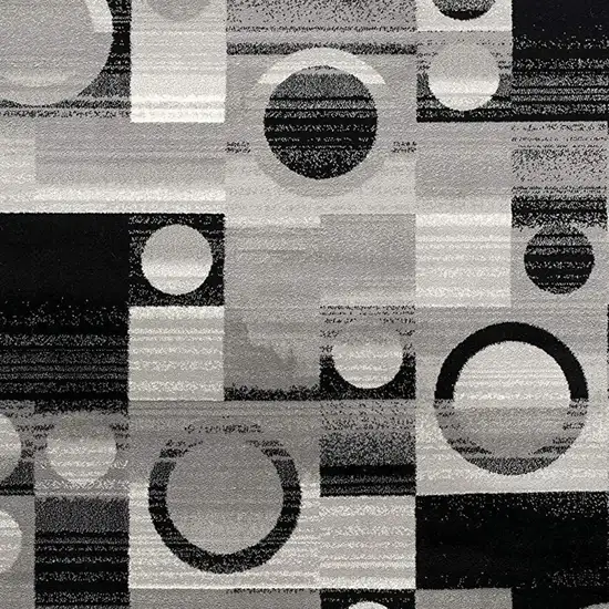 13' Black Gray And White Abstract Shag Runner Rug Photo 4