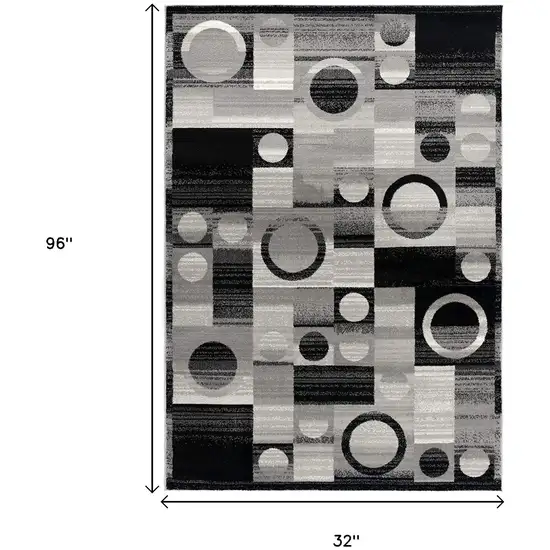 8' Gray Abstract Power Loom Runner Rug Photo 7