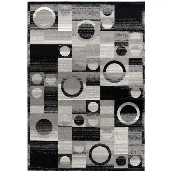 8' Gray Abstract Power Loom Runner Rug Photo 2