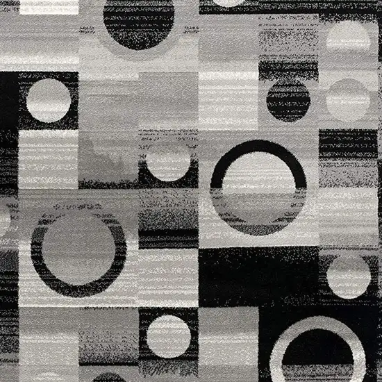 8' Gray Abstract Power Loom Runner Rug Photo 4