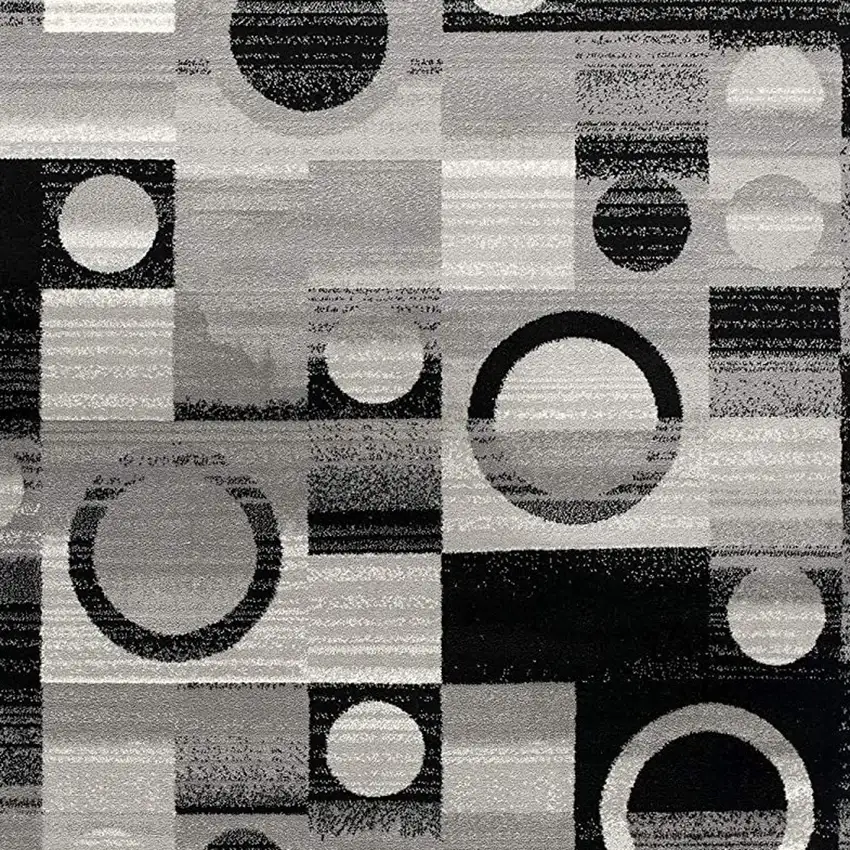 8' Gray Abstract Power Loom Runner Rug Photo 4