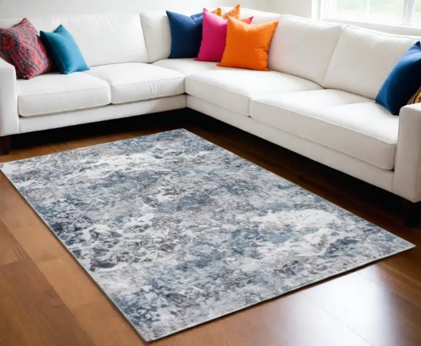 Gray Blue Abstract Galaxy Area Rug Photo 2