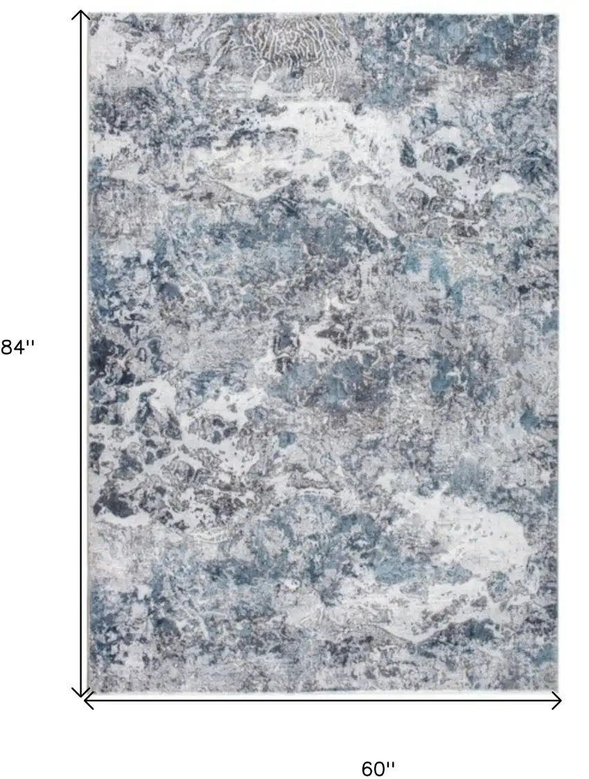 Gray Blue Abstract Galaxy Area Rug Photo 6