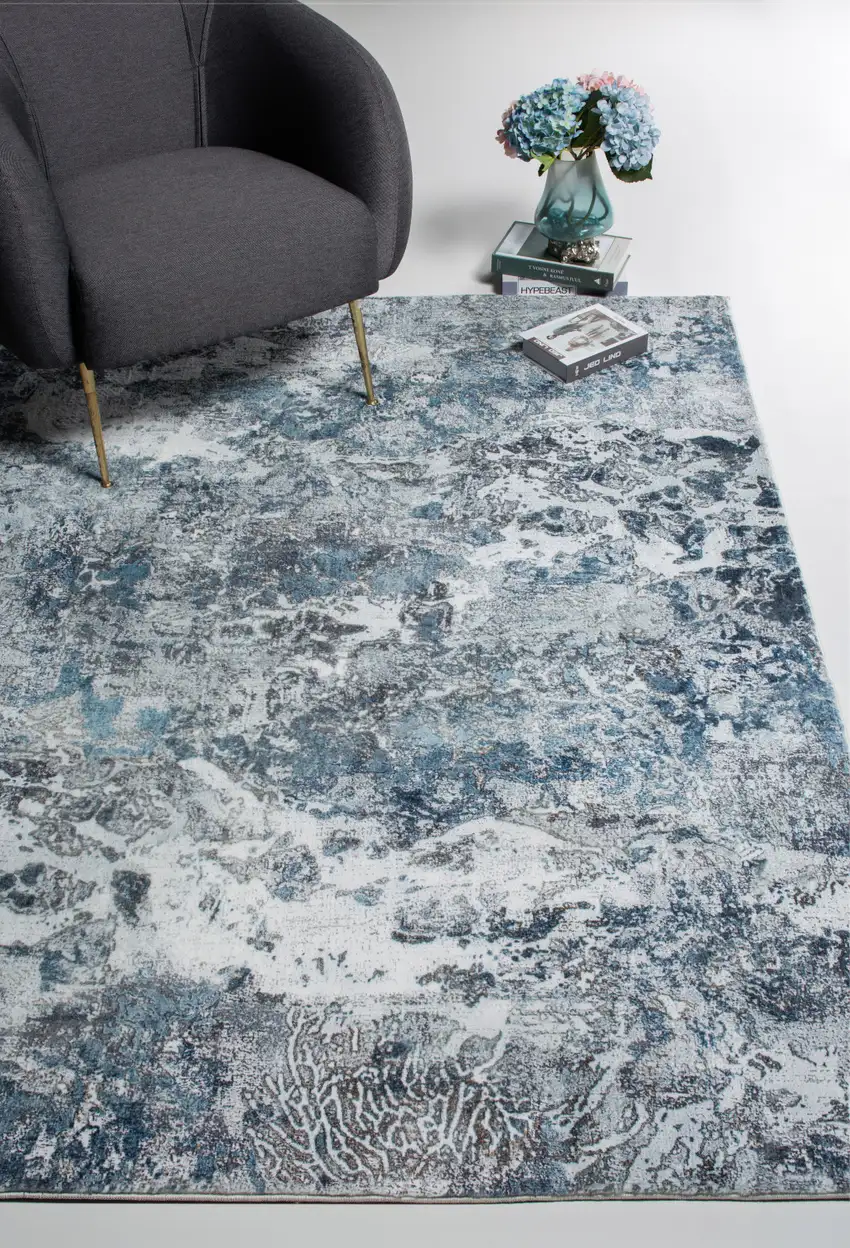 Gray Blue Abstract Galaxy Area Rug Photo 7