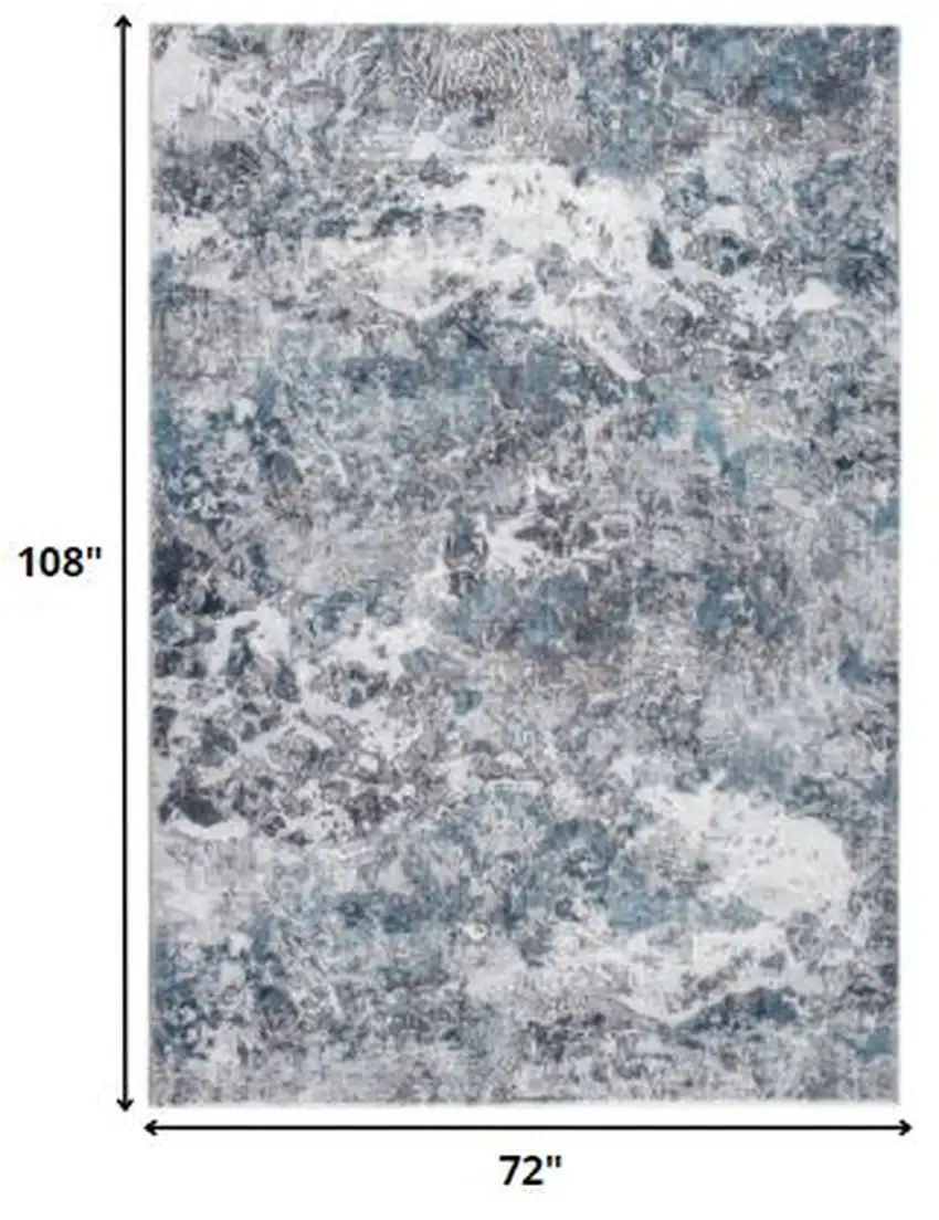 Blue and Gray Abstract Area Rug Photo 3